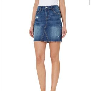 Numero Distressed Cotton Denim Pencil Skirt